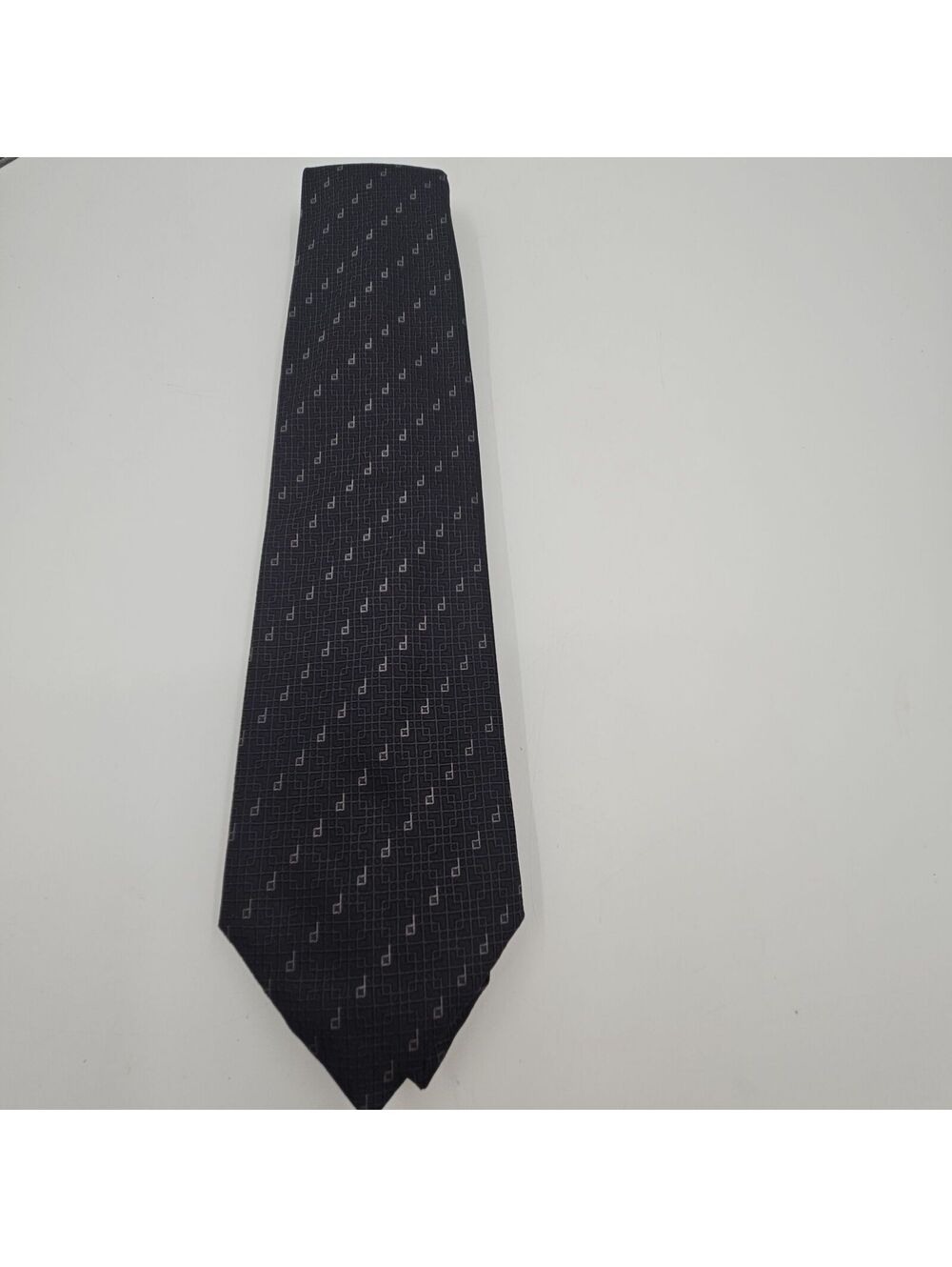 Vintage Dunhill London Silk Tie Made England Charcoal Gray Logo Jacquard 58x3.5"